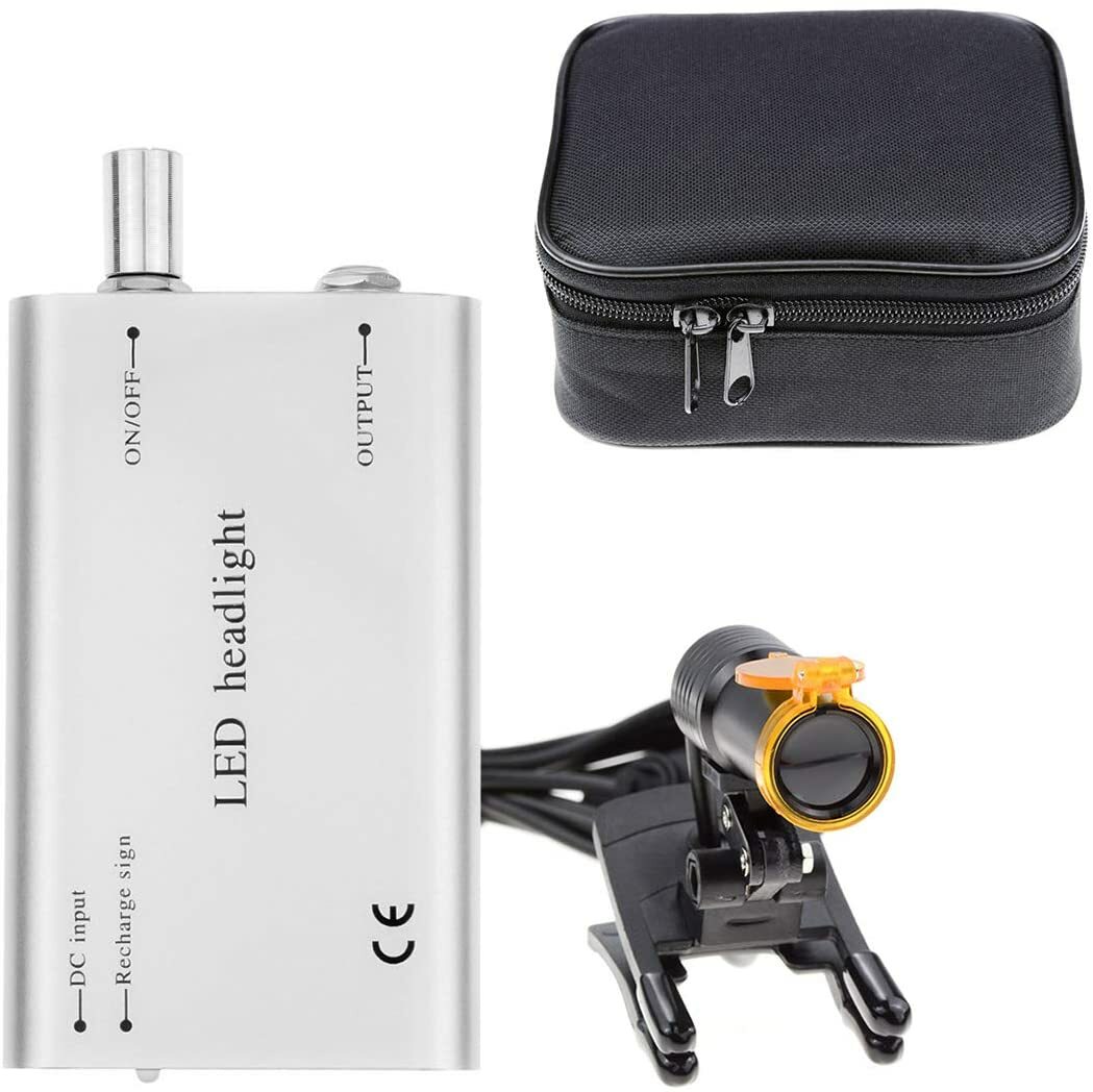 5W Dental Medical LED Head Light with Filter Clip-on Head Light & Bag Silver US
