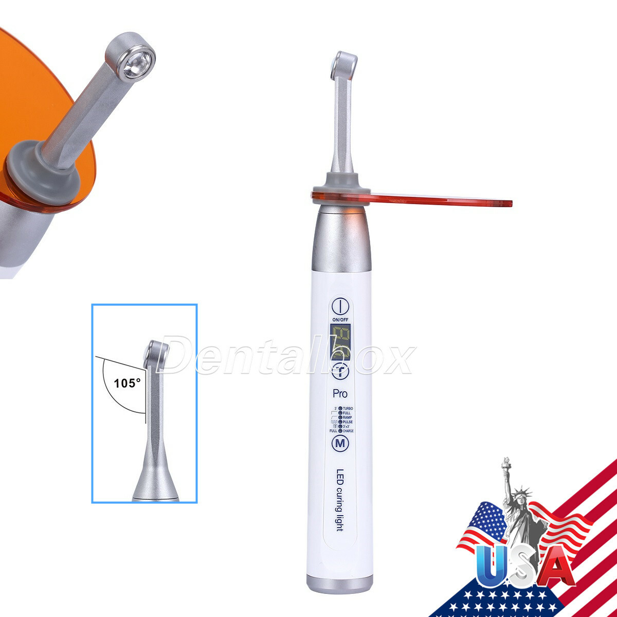 AZDENT Dental Cordless 1 Second Curing Light LED Curing Lamp 1800mw/cm²