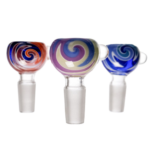 Assorted Reversal Color Swirl Bubble Glass on Glass Art Slide Bowl 14mm 18mm