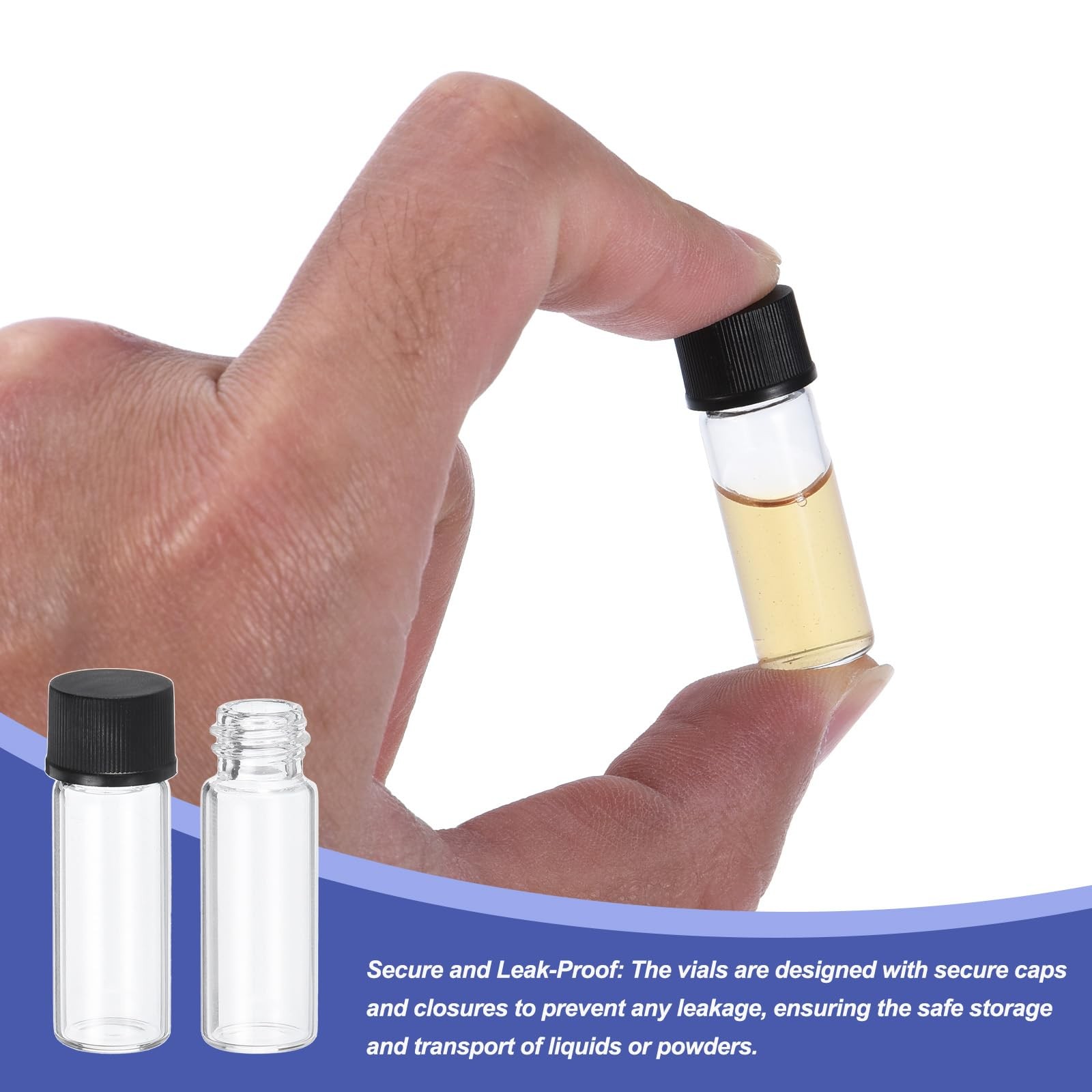 2ml Clear Glass Vials, 12 Pack Sample Vials with Screw Cap Reagent Media Bott…