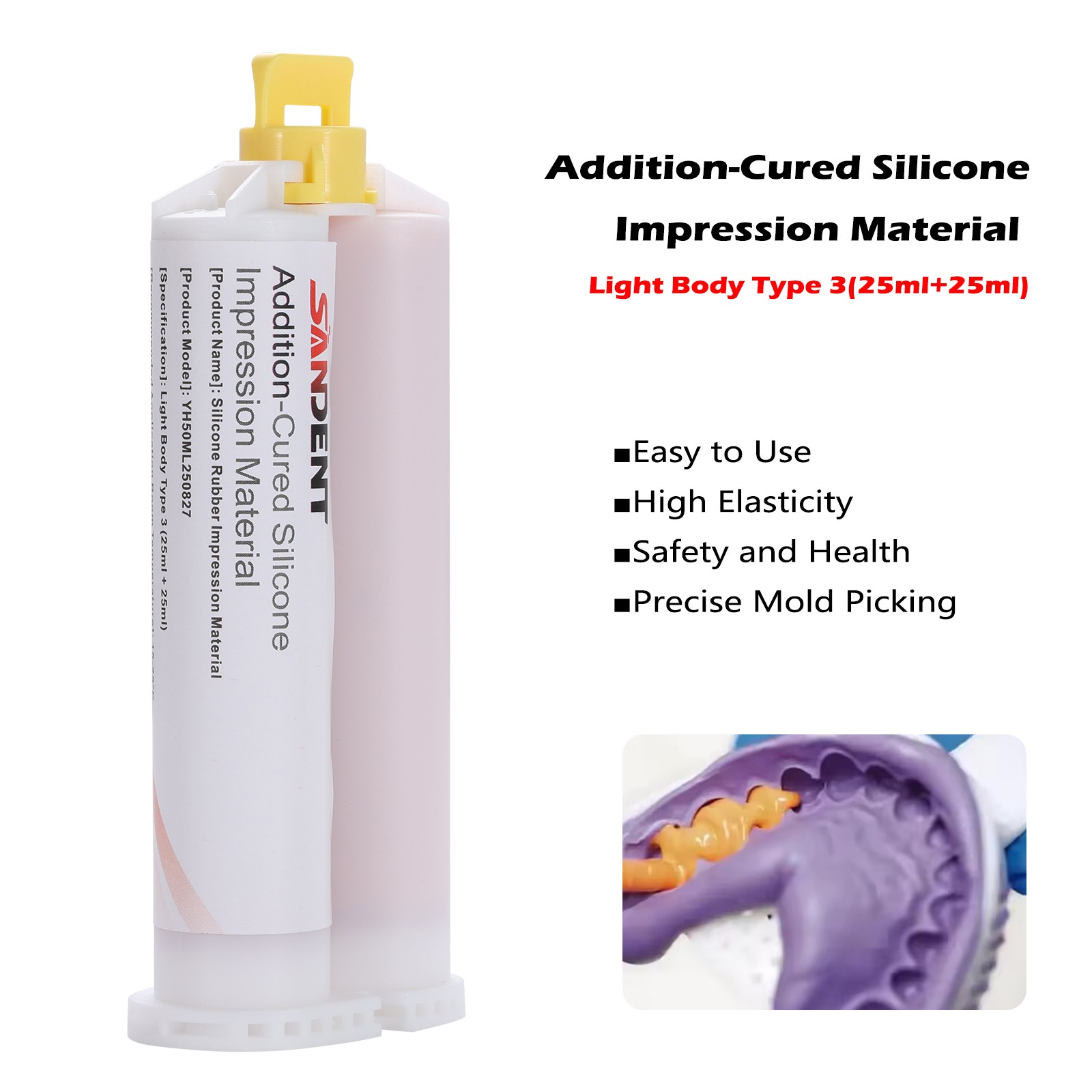SANDENT VPS Dental Putty Impression Material Set Putty 800g + 50ml Wash