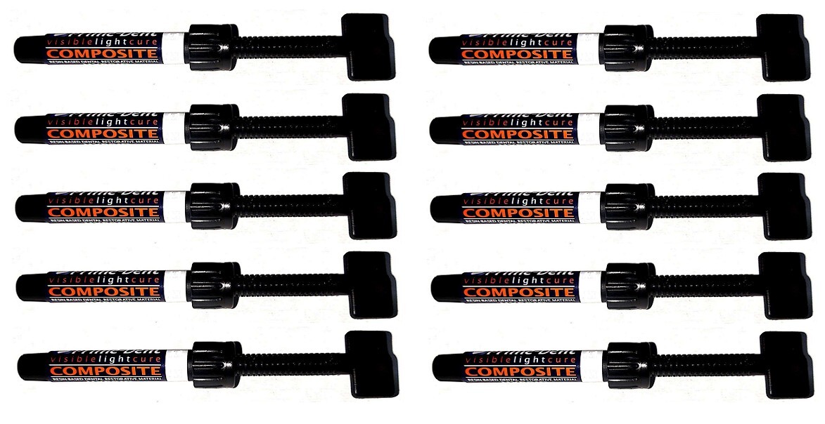 10 x Dental PrimeDent Light Cure Resin Based Hybrid Restorative Composite 4.5gm