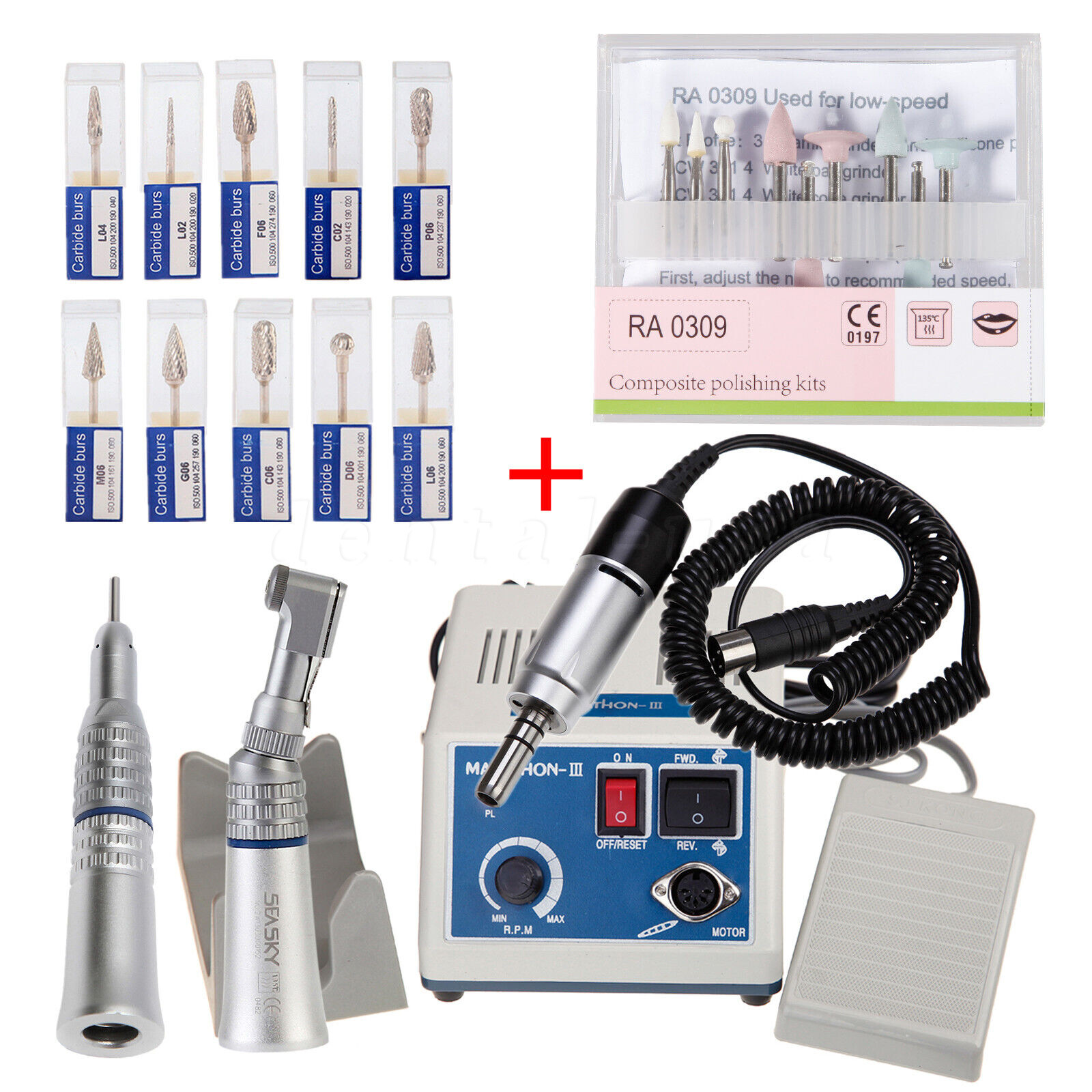 Marathon Dental Lab Electric Polishing Micromotor 35K RPM Handpiece Motor Burs