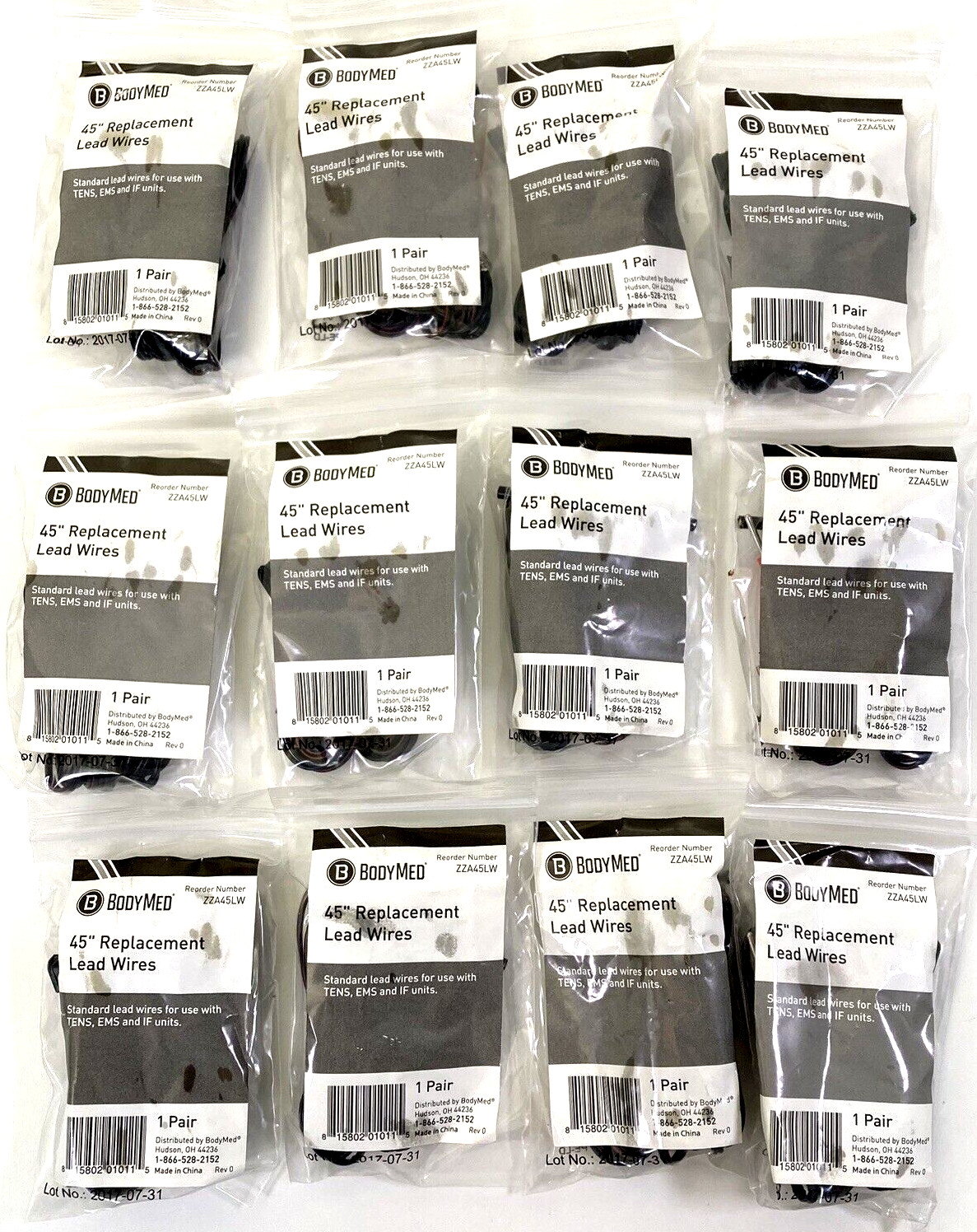 New,24 Premium Replacement Lead Wires,TENS,EMS,IF Units,45″ Length Blk,Free Ship