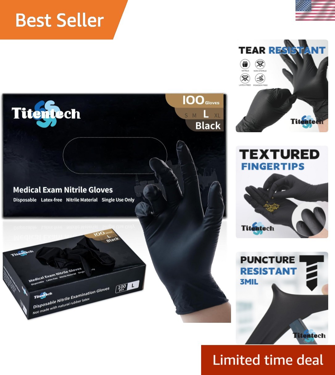 Disposable Nitrile Exam Gloves Black Cooking Gloves Disposable Food Safe 3mil…
