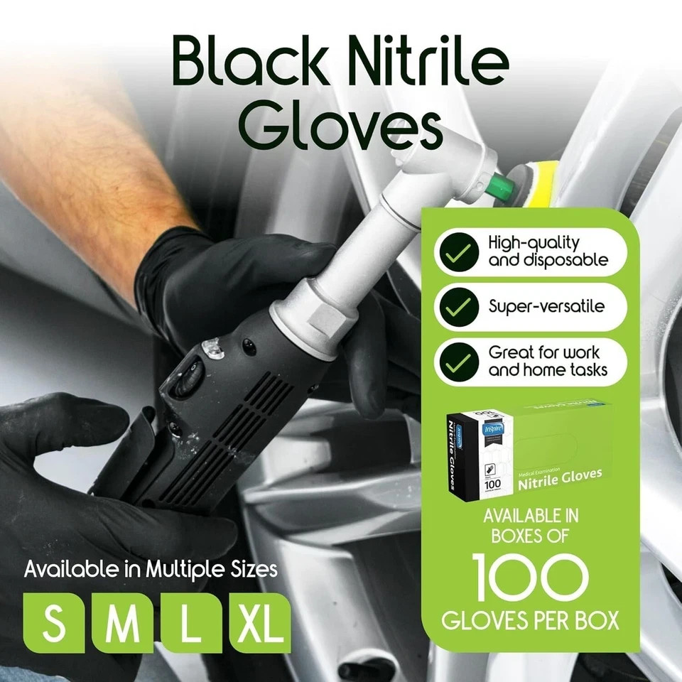 Inspire Black Nitrile Disposable Gloves | 4.5 NitrileBlack Gloves Large, 100 CT