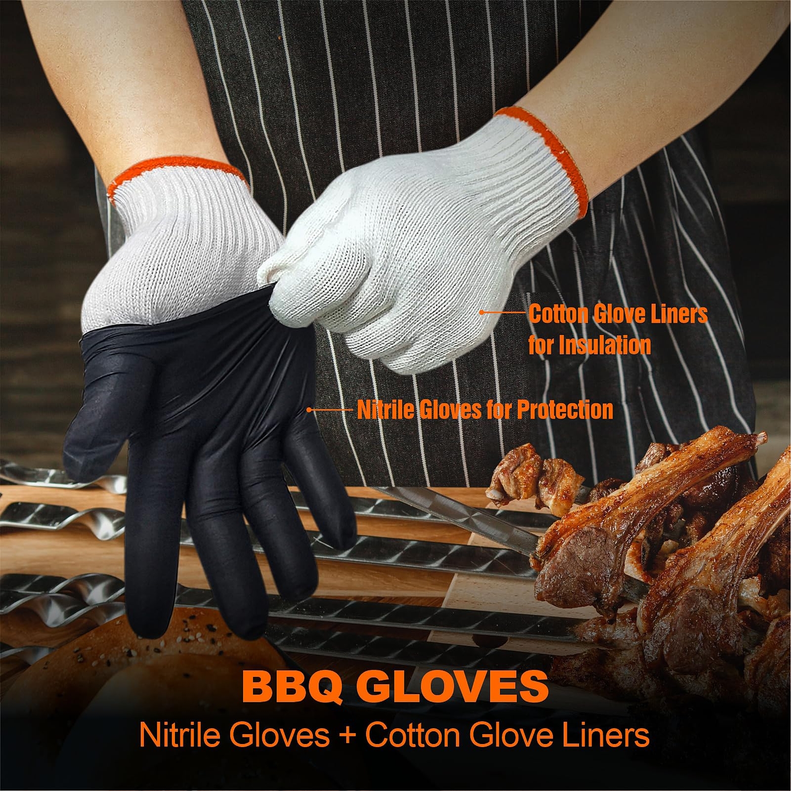 Bbq Gloves For Cooking Baking Grilling 100 Count Disposable Nitrile Gloves And 4