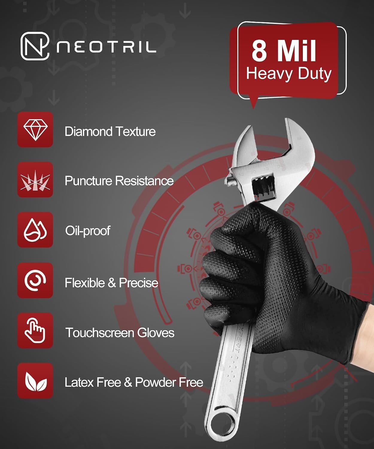 Diamond Texture Nitrile Gloves – Oil & Chemical Resistant