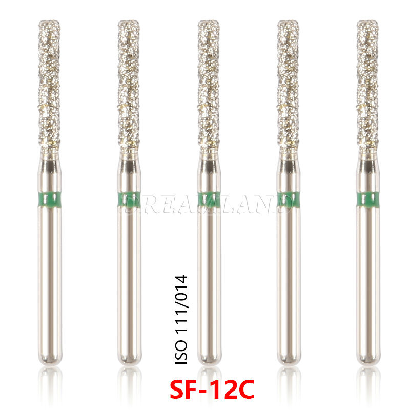 100 PCS SF-12C 837-014C Flat End Cylinder Green Coarse FG Dental Diamond Burs