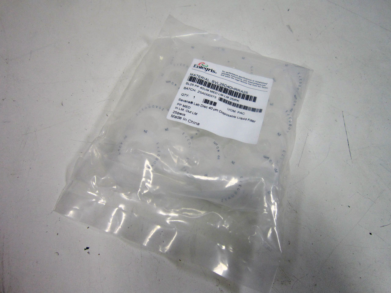 25x ENTEGRIS SVL25D40HRRA25 SVL25 PP 40UM MED LM-LM SAVANA LAB DISC FILTER
