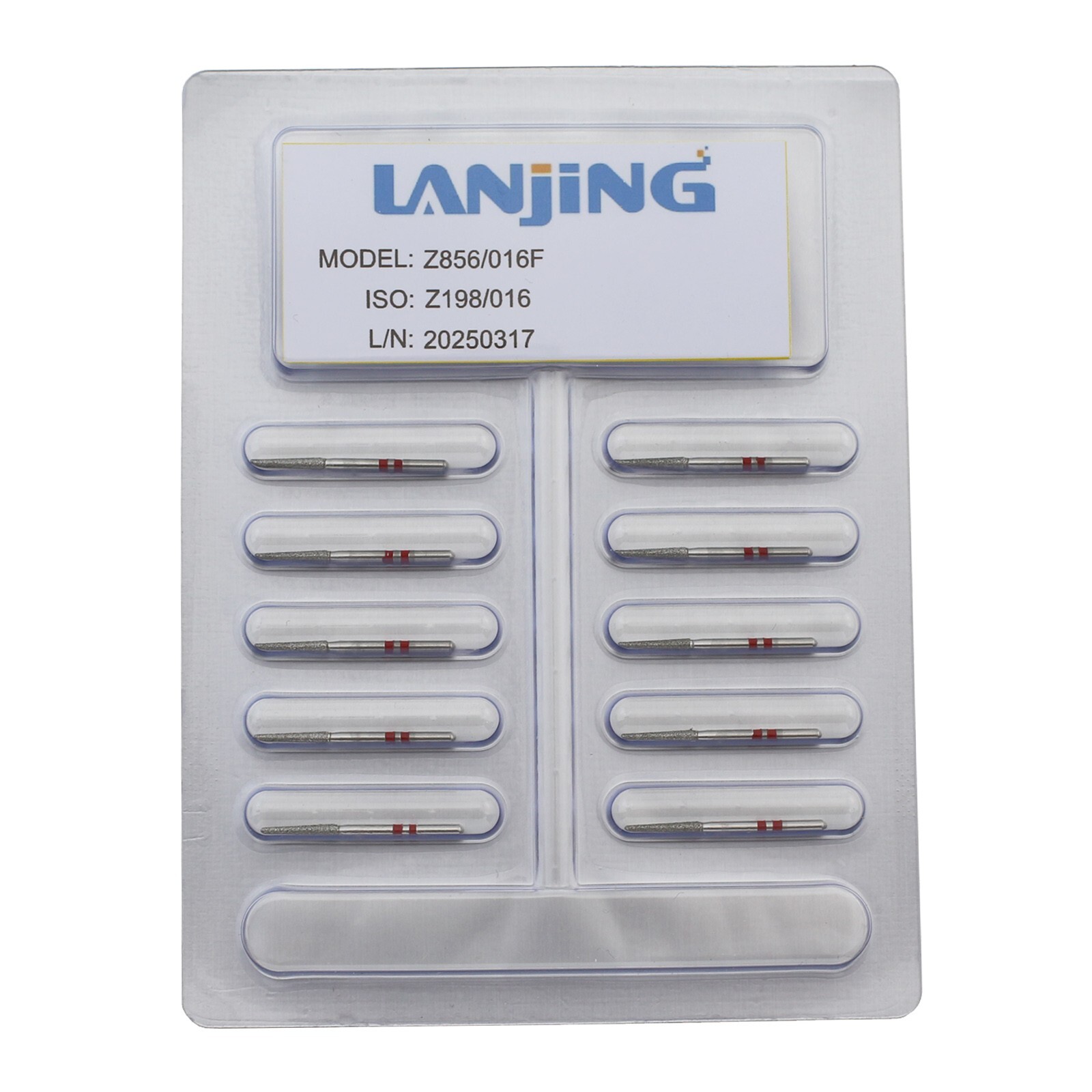 Dental Zirconia Diamond Burs Z856/016 Fine FG Bur Round End Taper High Speed Red