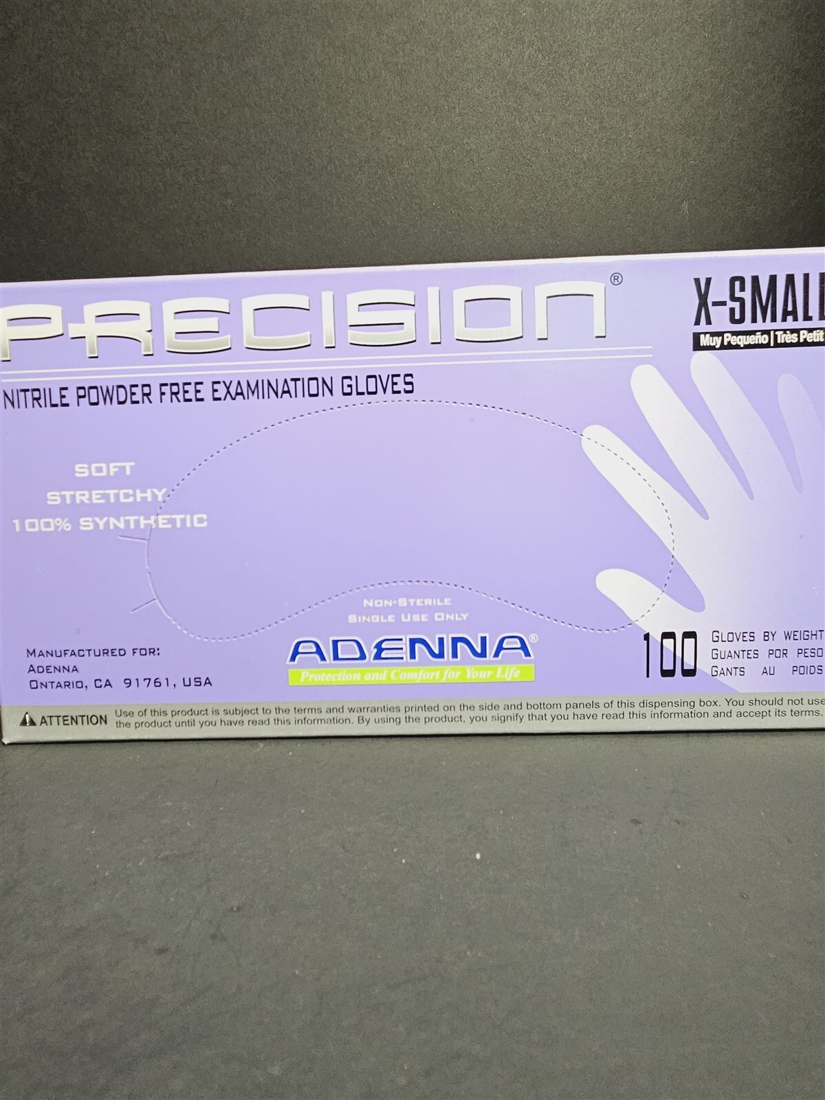 Adenna Precision Nitrile Gloves X Small Powder Free 10 Boxes with 100 Gloves Ea