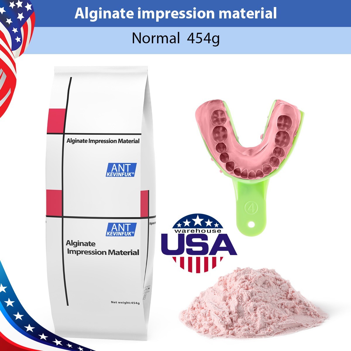 AZDENT Dental Alginate Impression Material Normal Set Easy Mixing 454g