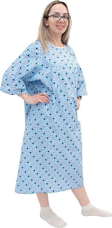 3 Pack – Unisex Hospital Gowns ~ IV Snap Sleeves – Fits Small to 2XL ~ Tie Back