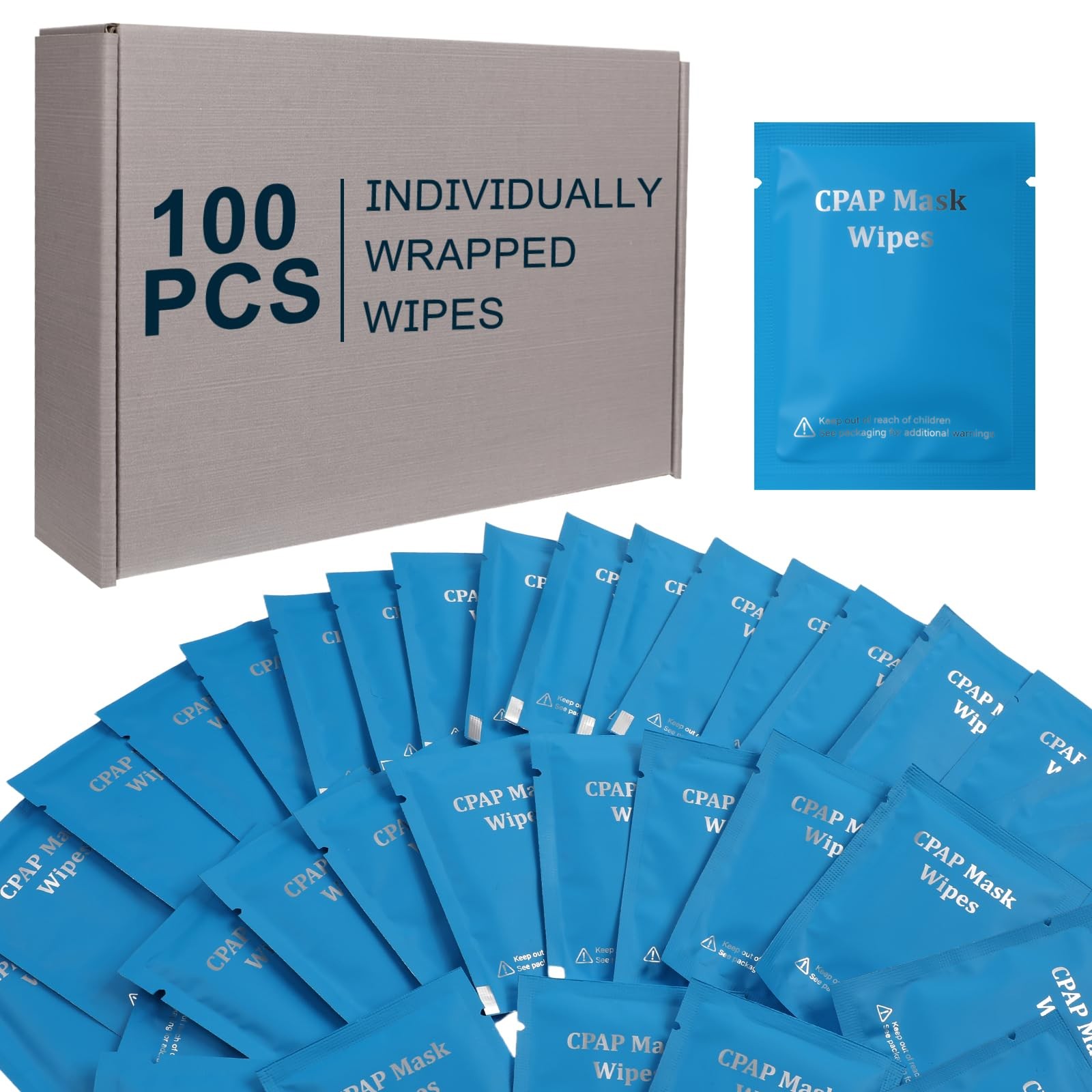 100 Pack CPAP Mask Wipes Travel Wet Unscented M, white