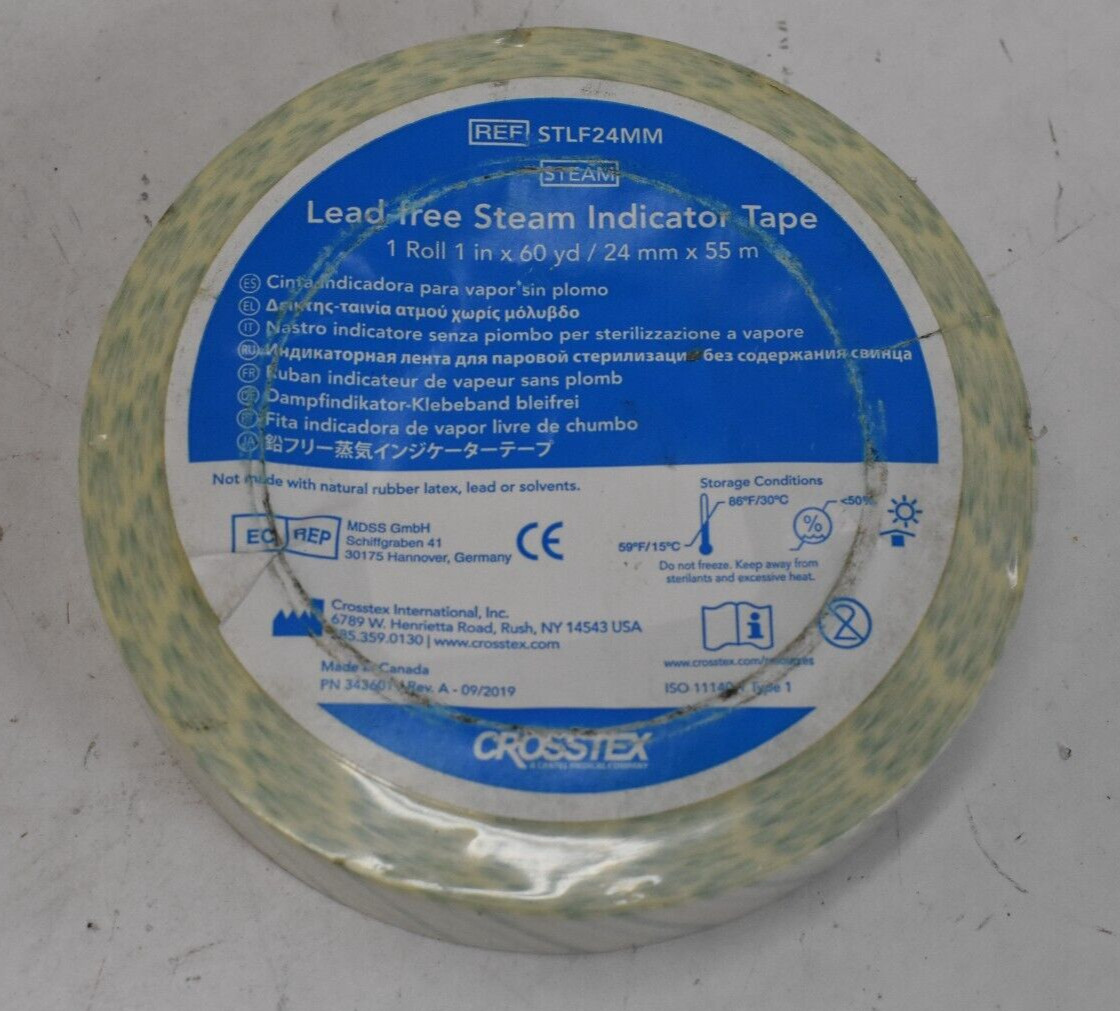 Crosstex STLF24MM Lead Free Steam Indicator Tape 1″ 24mm x 55m 60 Yards