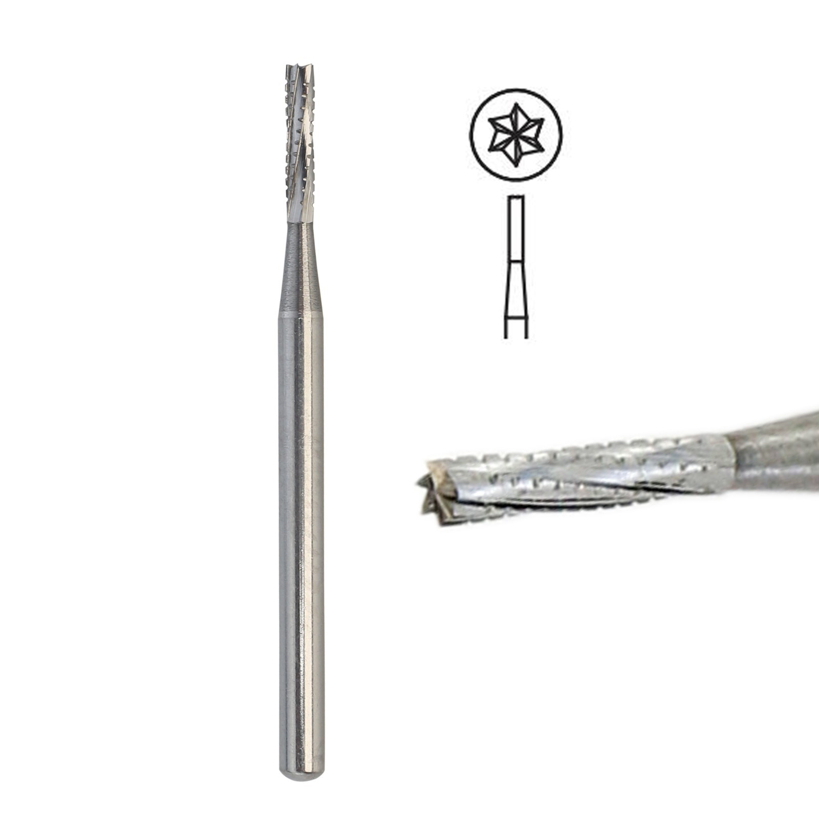 50pcs Dental Carbide Burs FG SURG 557L Surgical 25mm Length Straight Fissure Bur