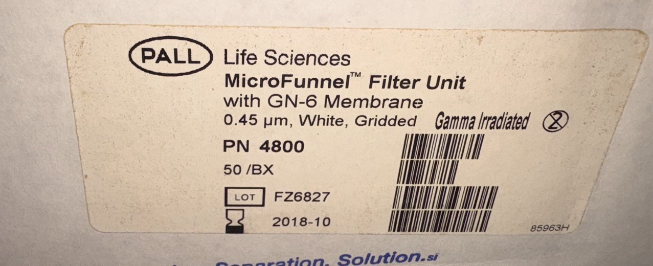 Pall MicroFunnel 100mL Filter Funnel 0.45um GN-6 Membrane #4800