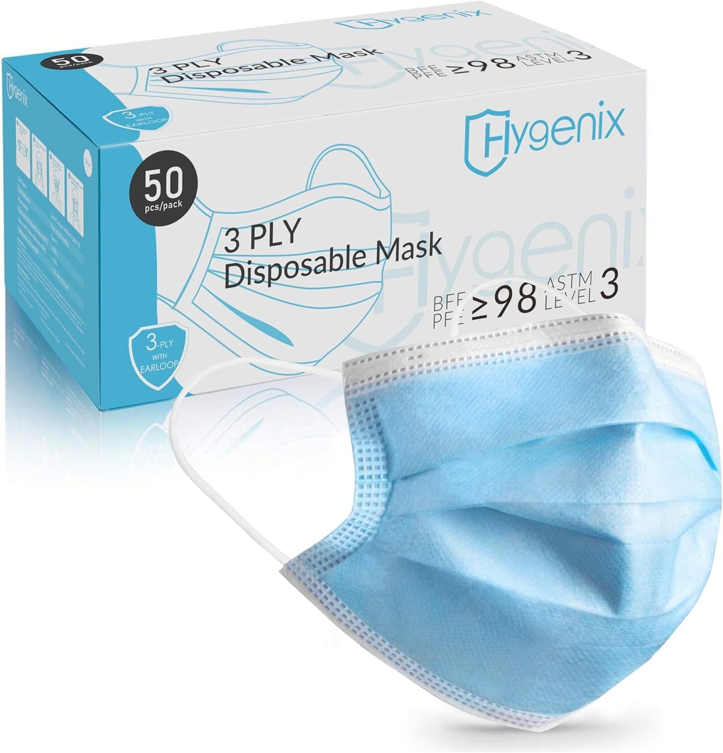 Level 3 Procedure 3Ply Disposable Face Masks – ≥98% Filtration, Fluid Resista…