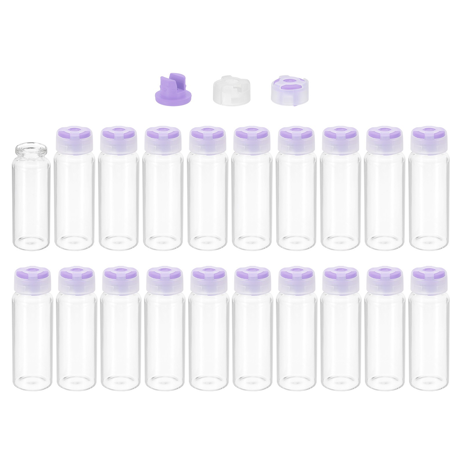 20ml Clear Glass Sample Vials, 20Pcs Small Liquid Bottles, Purple