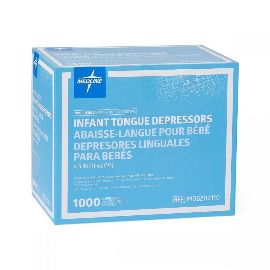Medline Infant Tongue Depressors Wood 4.5 In Non-Sterile Free 1000 Ct, MDS202110