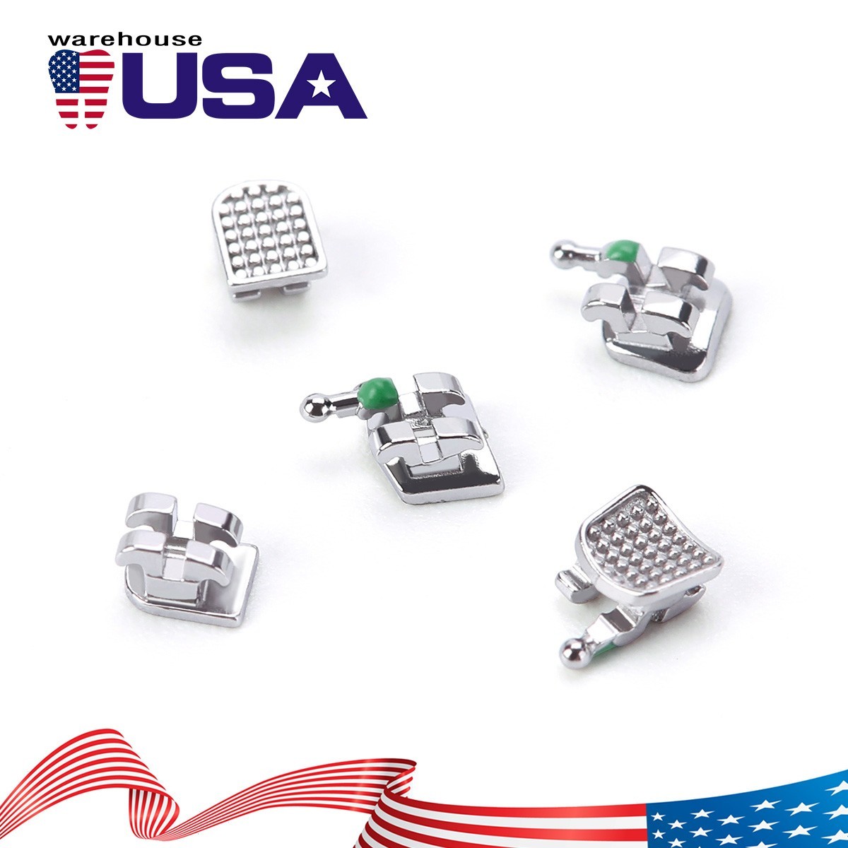 10 pack Dental Orthodontic Brackets Braces Metal Mini Roth Slot 022 Hook 345