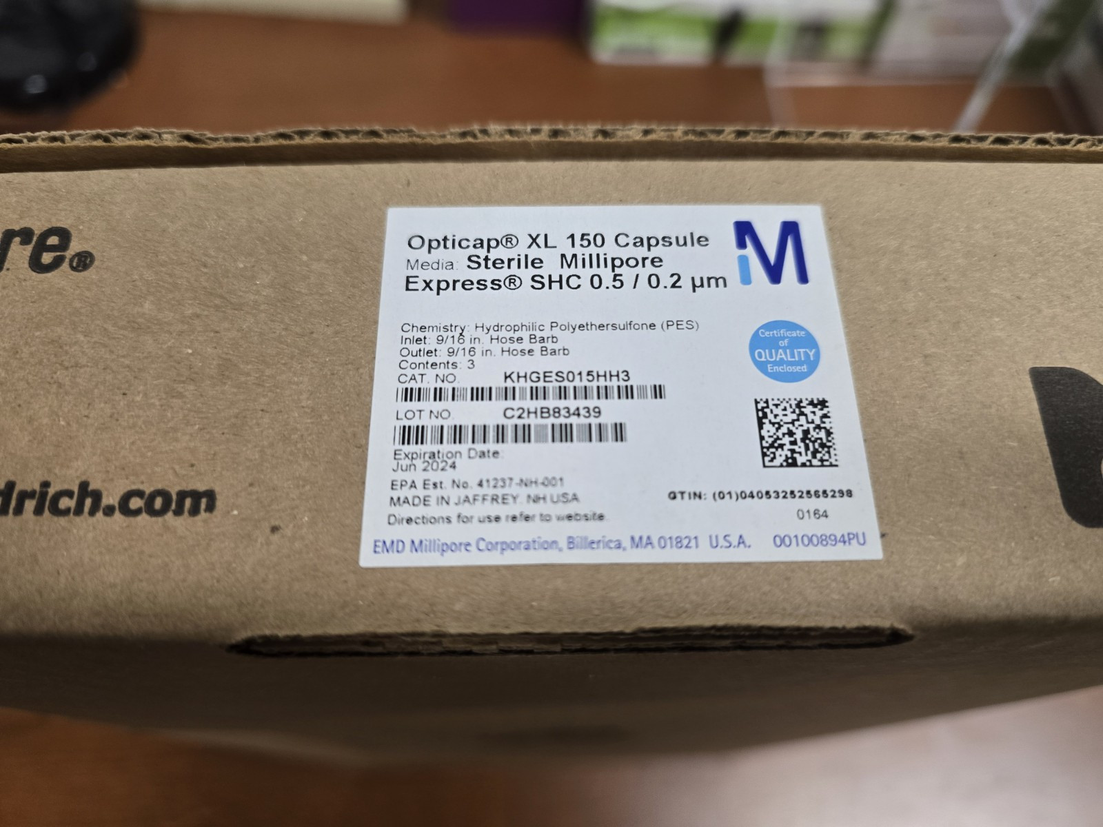 (3/Pk) MILLIPORE Opticap XL 150 Express SHC Capsules 0.5/0.2um 9/16” KHGES015HH3
