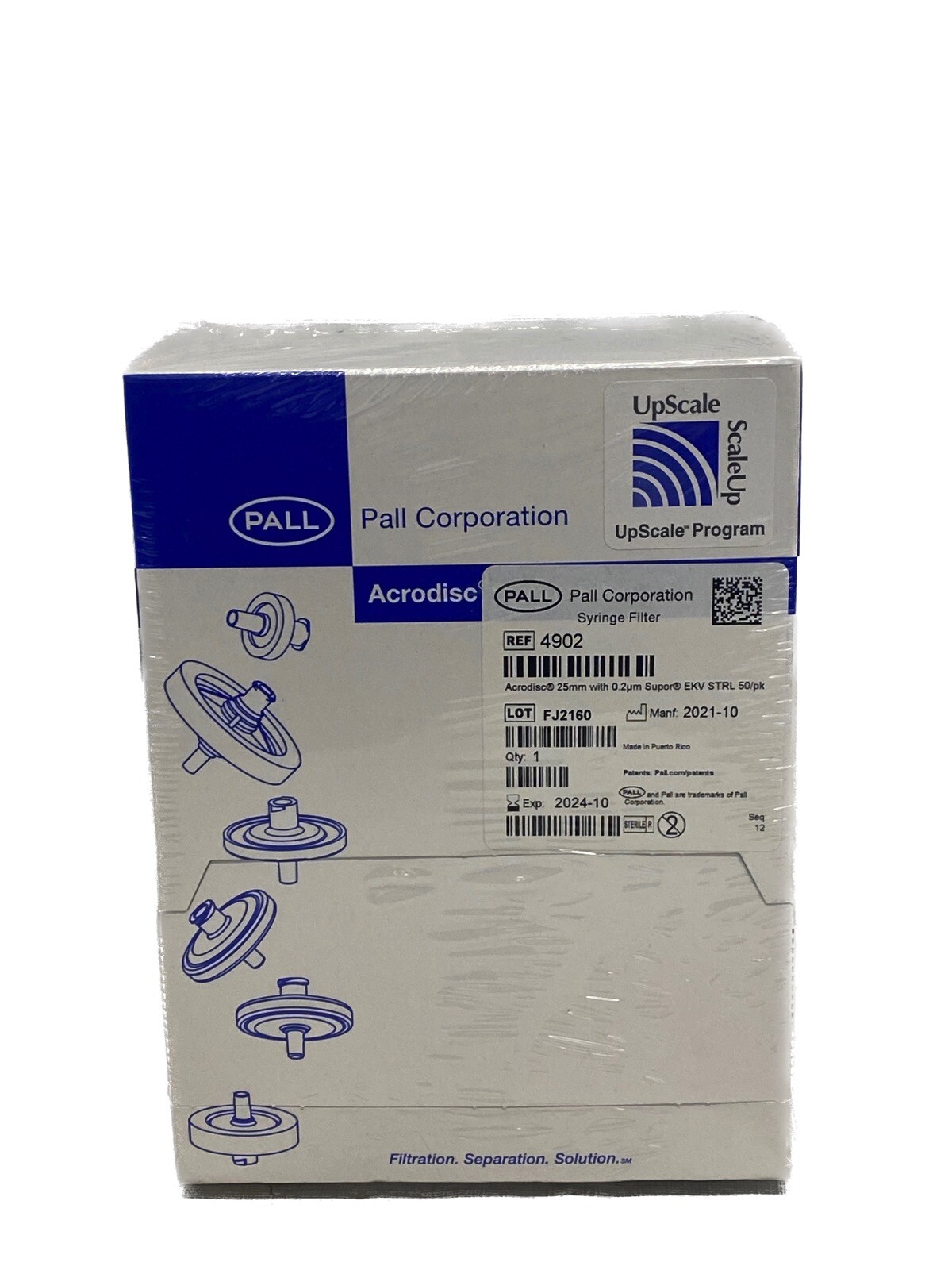 (50/Pk) PALL Acrodisc 25mm Syringe Filters Supor EKV 0.2um 2.8cm2 Sterile 4902