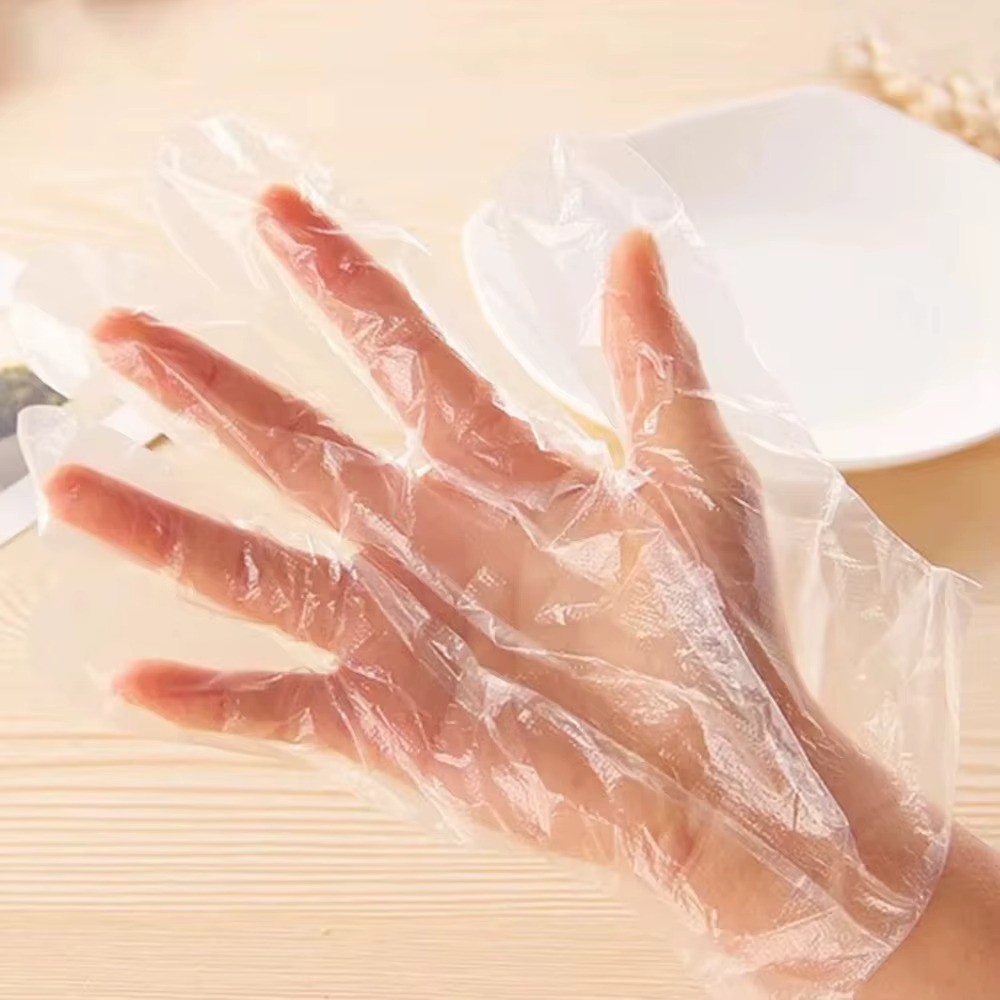 100pcs Disposable Plastic PE Gloves for Kitchen Cooking Cleaning Food Prep New