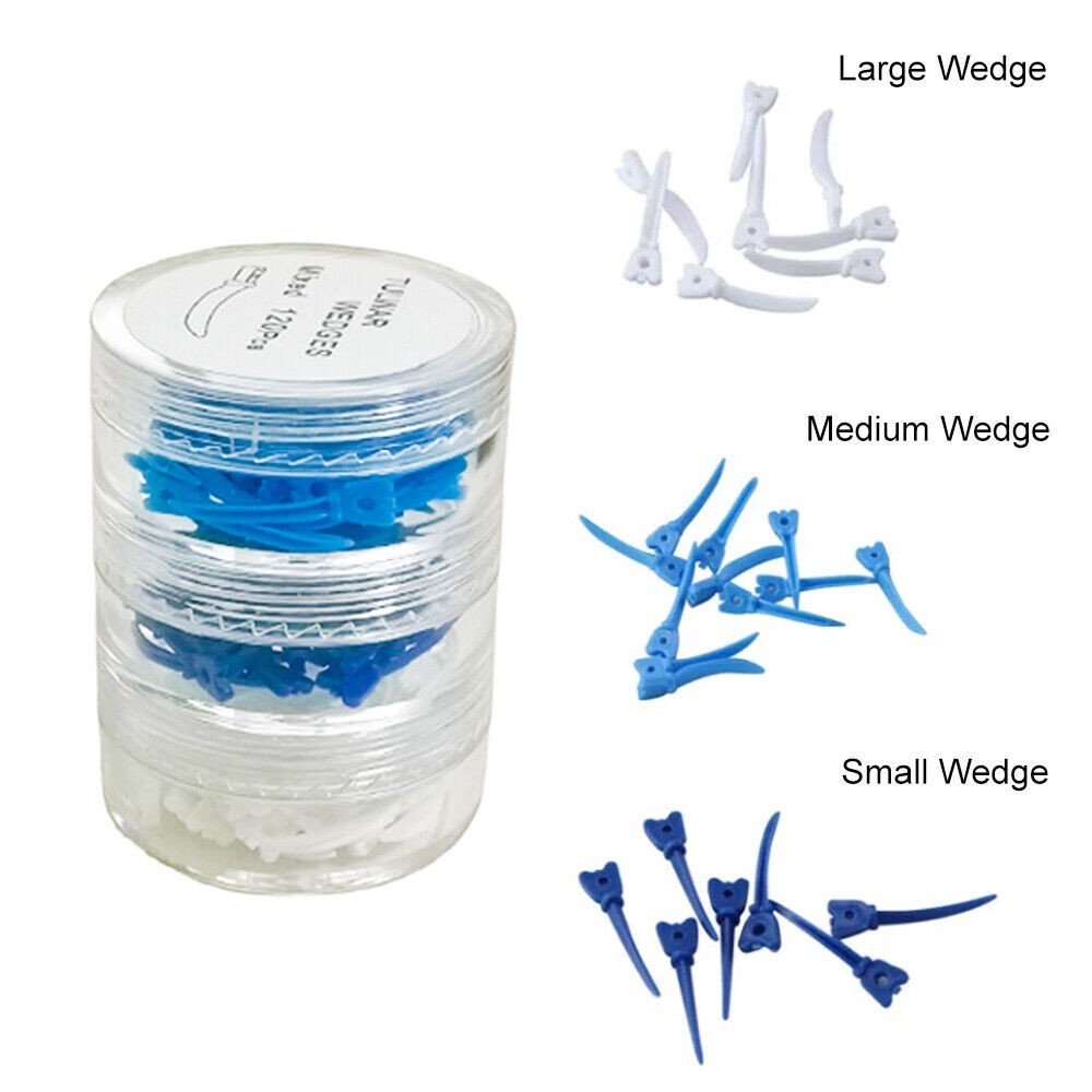 120Pcs Dental Disposable Plastic Refill Wedges Tulwar Wedge With Circular Hole