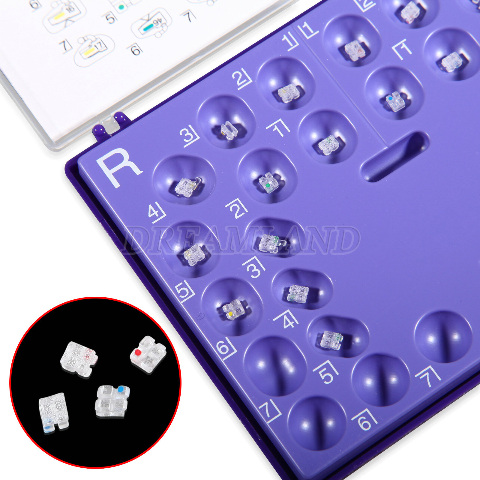 20pcs Dental Bracket Monocrystalline Sapphire Roth 02 3 w/ hooks & Buccal Tube
