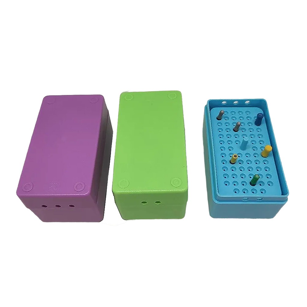 Dental 72 Hole Endo Block Sterilization Organizer File Holder Container Yellow