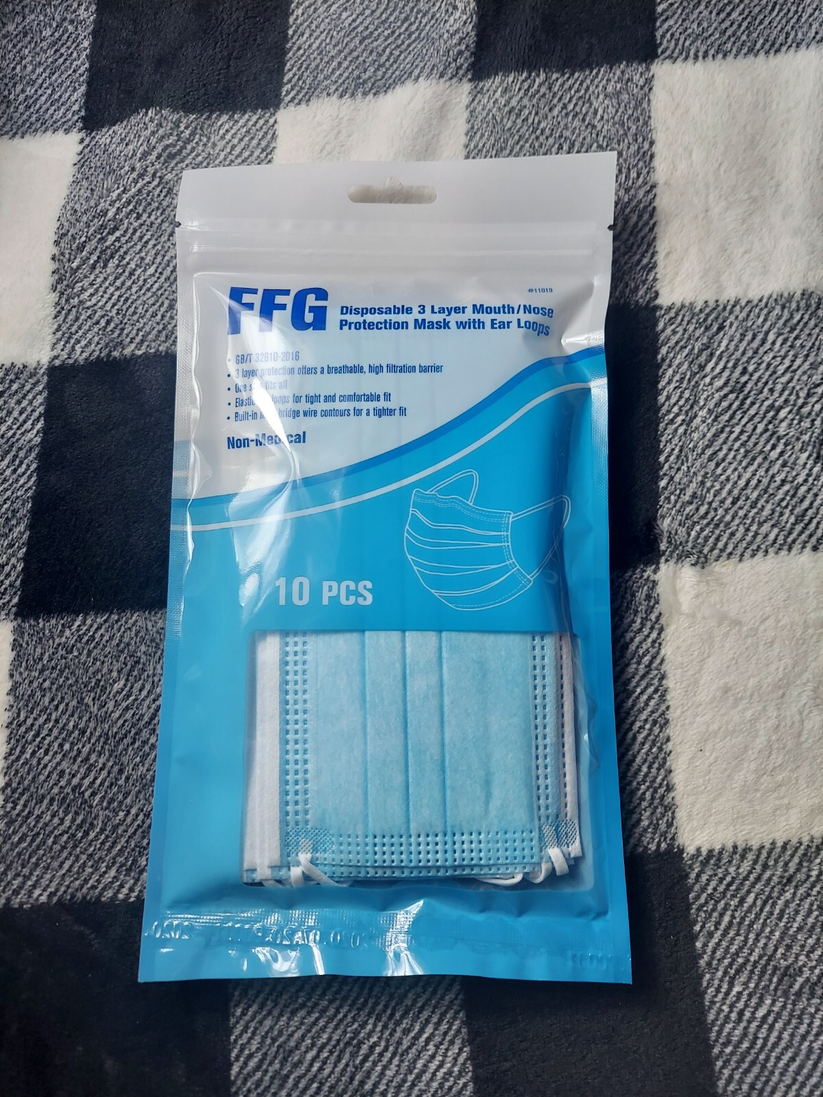 FFG Disposable 3 Layer Mouth Nose Protection Mask w/ Ear Loops 30ct. Factory Sea