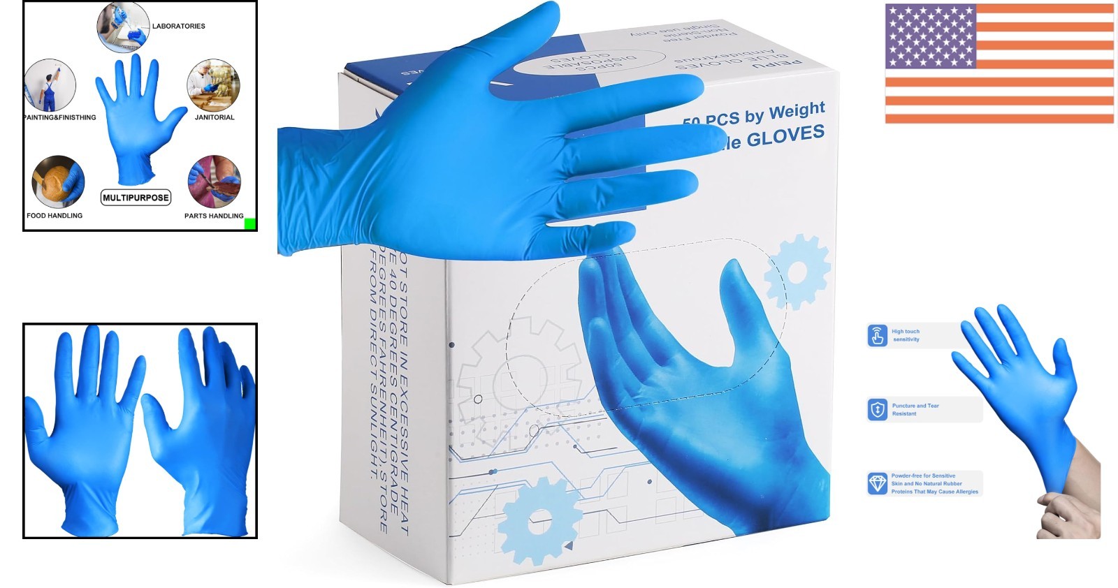 Durable 4 Mil Nitrile Disposable Gloves, 50 Count – Ideal for Food Handling