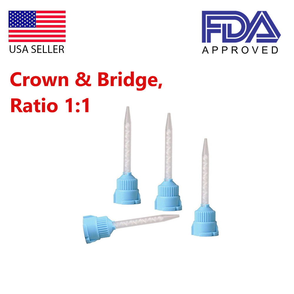 Dental Defend Type HP Crown & Bridge 50 x Mixing Tips 1:1 Blue/White