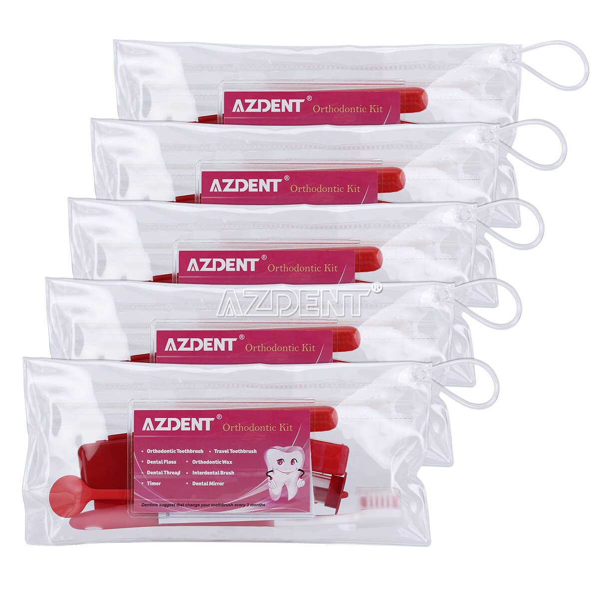 Dental Orthodontic Tooth Brush Set Interdental Brush Floss Mirror Travel Kits