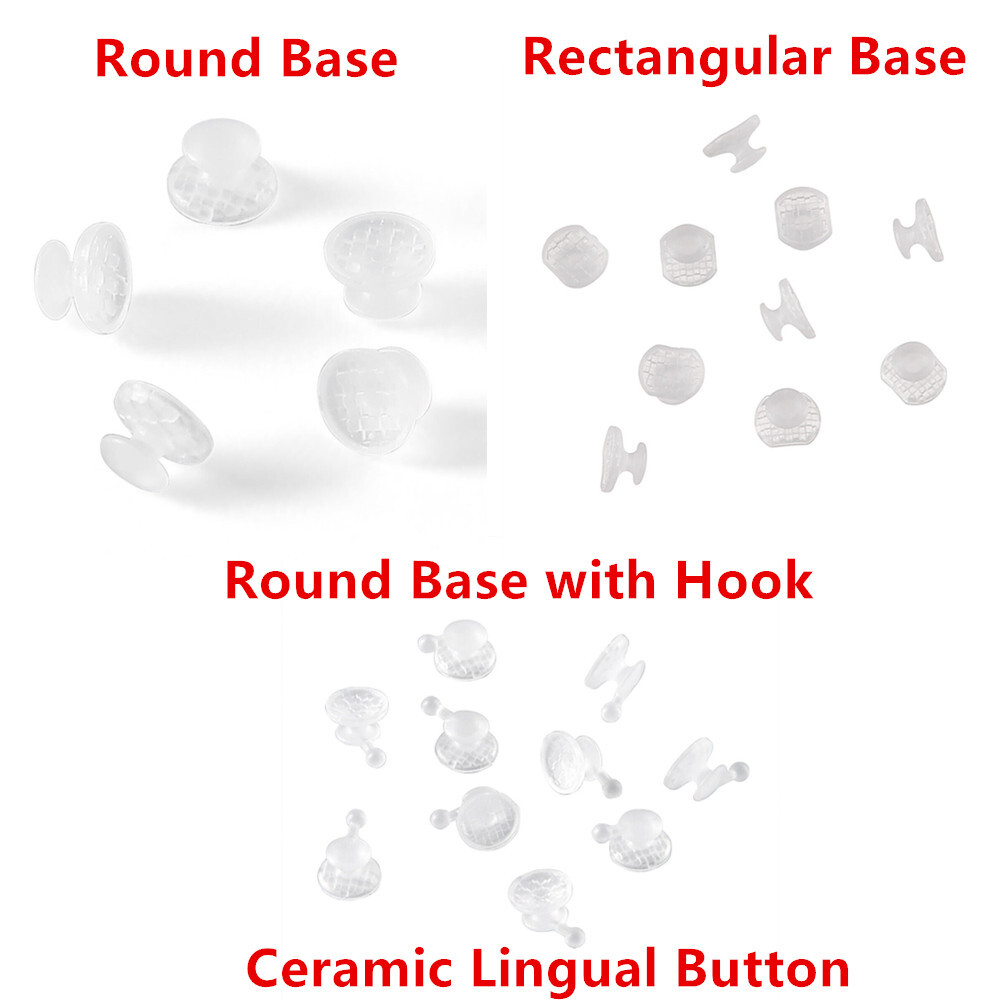 Dental Orthodontic Clear Ceramic Lingual Button Bondable Round /Rectangular