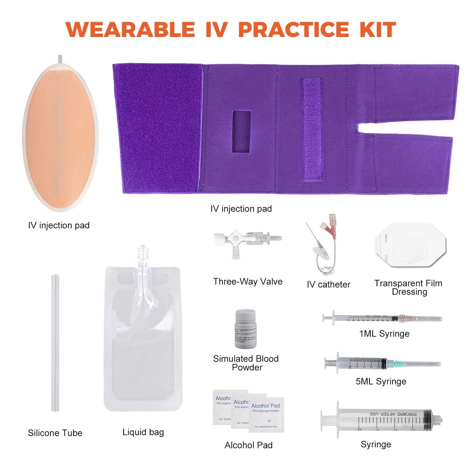 Phlebotomy and Venipuncture Practice Kit, Wearable IV Practice Kit with Needl…