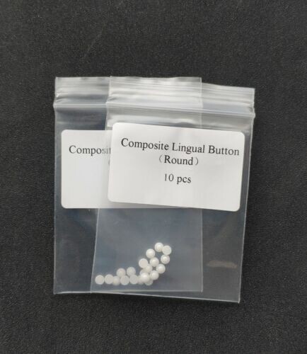 2 Packs Dental Orthodontic Ceramic Lingual Button Bondable Round Base Clear