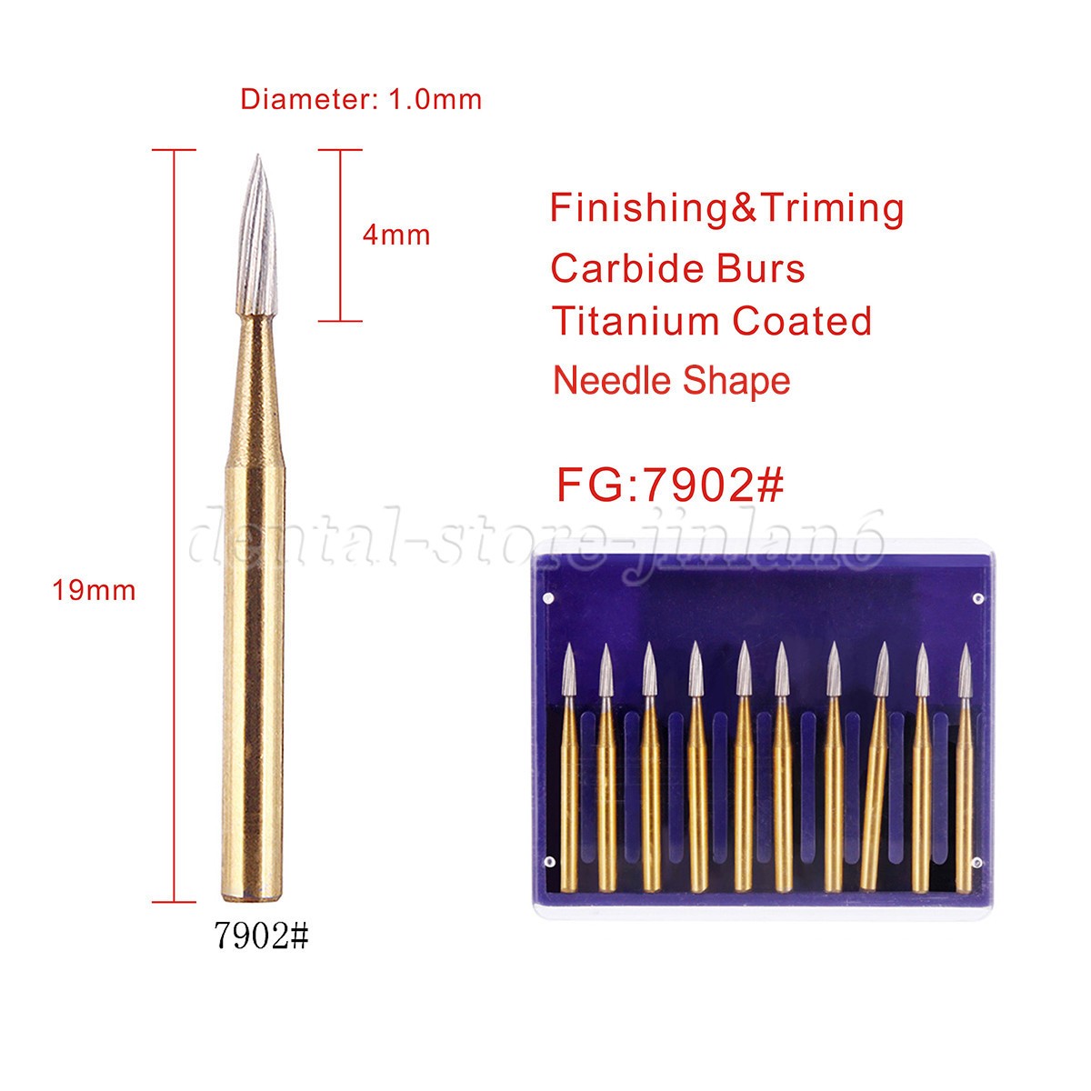 10pcs Dental Tungsten Steel Carbide Burs FG 7902 for High Speed Handpiece