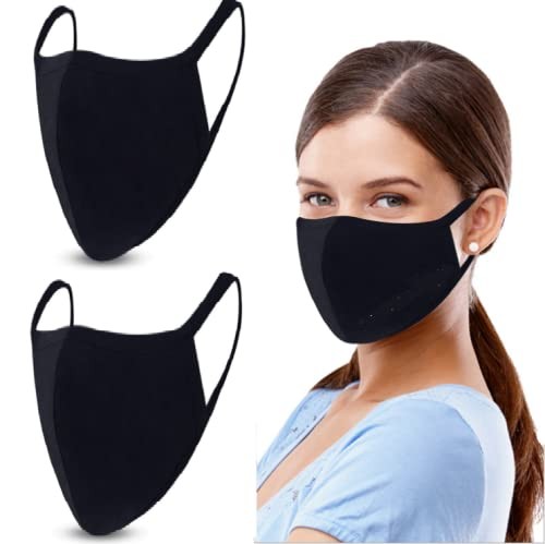2 Packs Cotton Washable,Reusable Black , Mouth Cover Breathable For Personal …