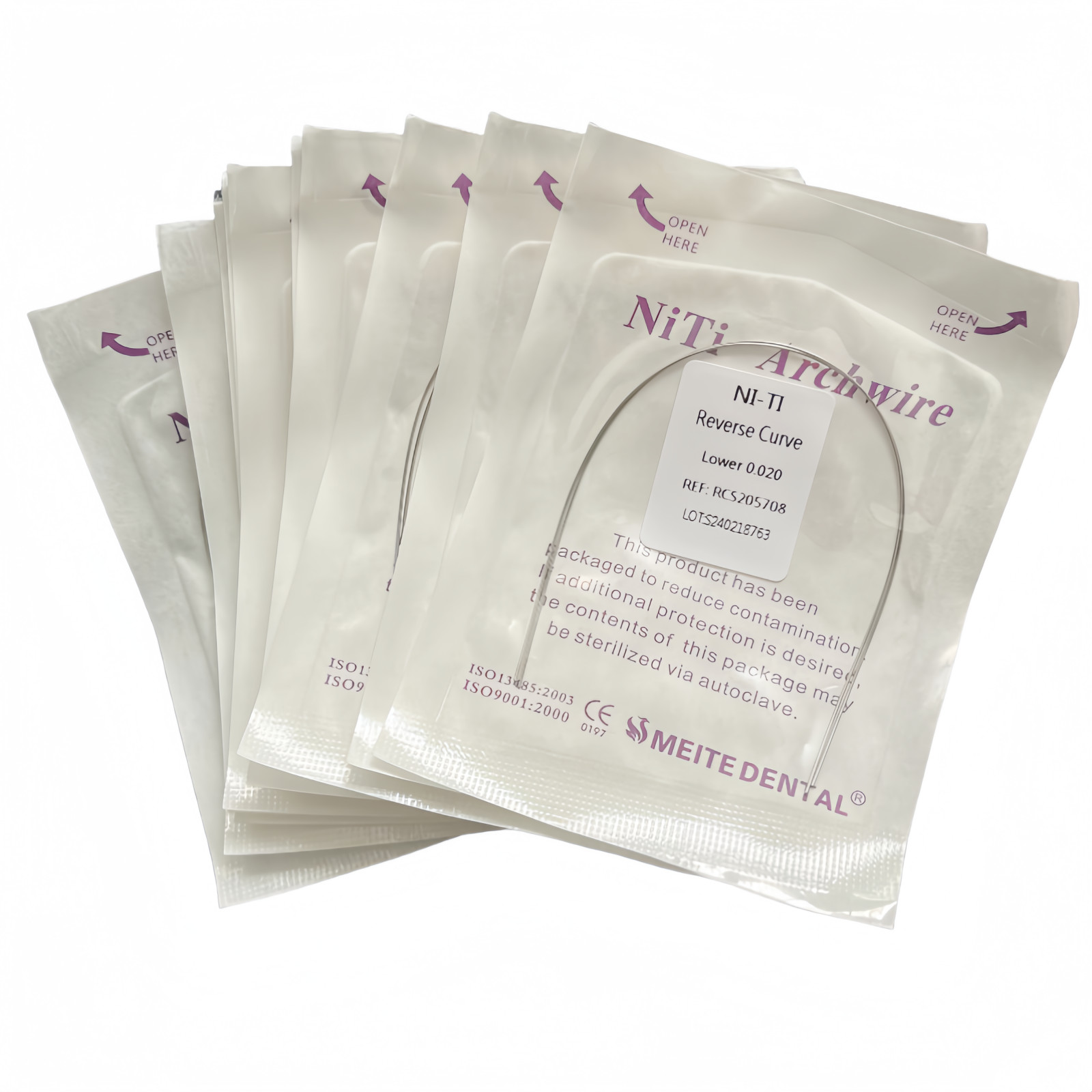 50Pk Dental Reverse Curve SuperElastic NITI Arch Wire 12/14/16/18/20 Upper/Lower