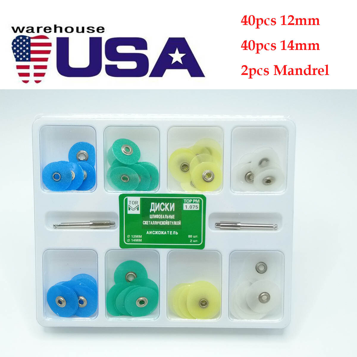 80pcs Dental Composite Polishing Finishing Discs Kit 12/14mm+Mandrel