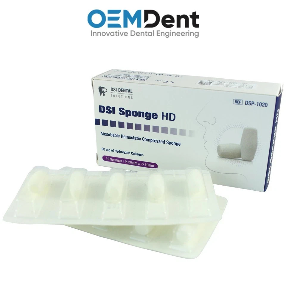 Dental Sponge HD Compressed Collagen Plug Socket Preservation 10pcs