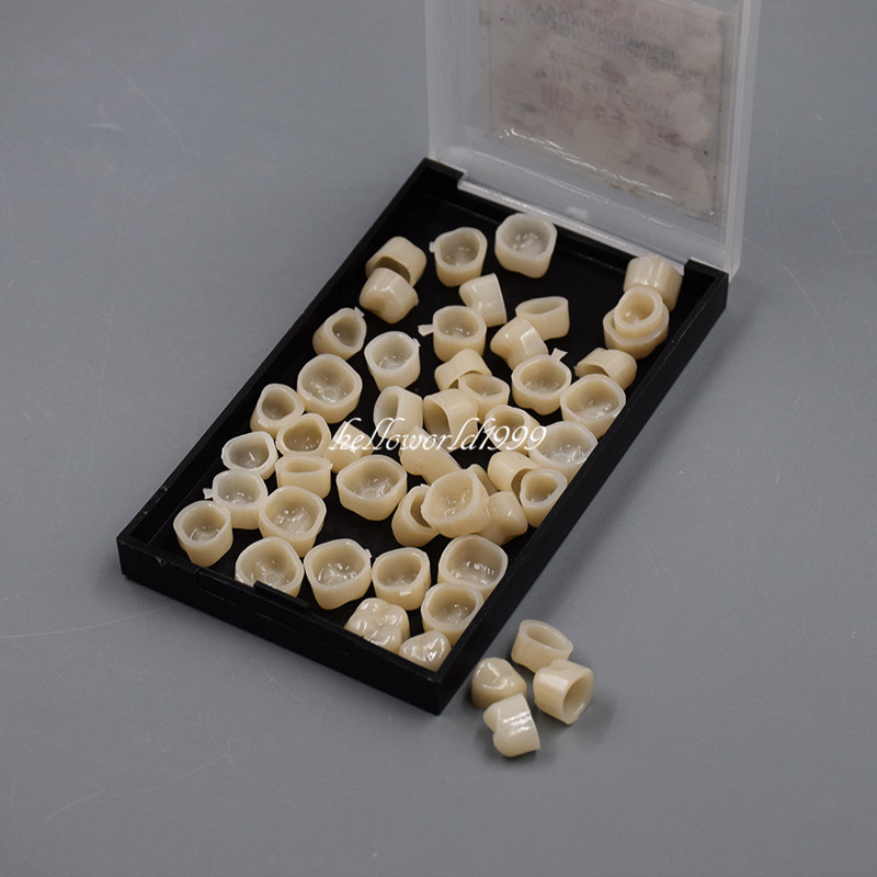 55Pc/Box Dental Temporary Crowns Posteriors Molar Resin Teeth Polycarbonate Caps
