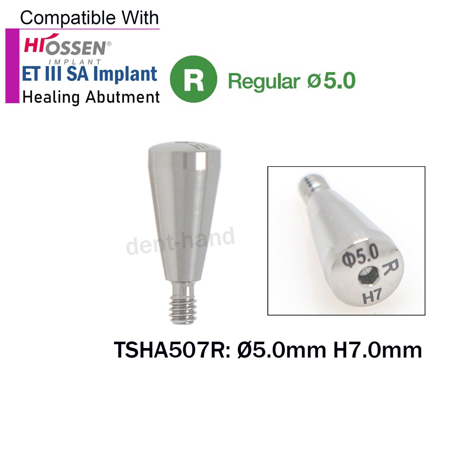 Dental Caps Healing Abutment Regular Platform Ø5.0 Dia Fit Oss Hiossen ET System
