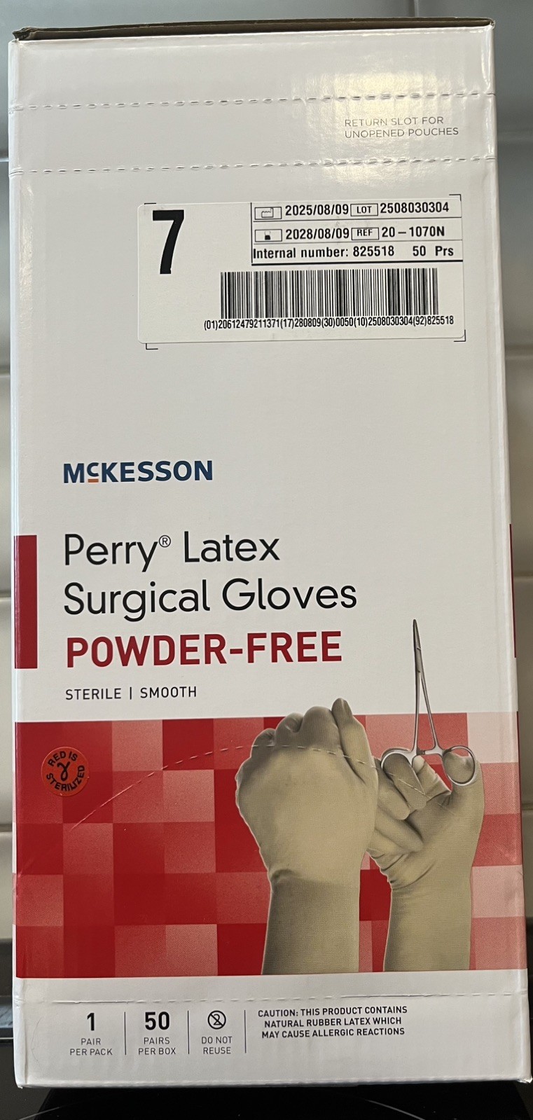 McKesson Perry Latex Surgical Glove Standard Cuff Length SIZE 7 / 50 per Box