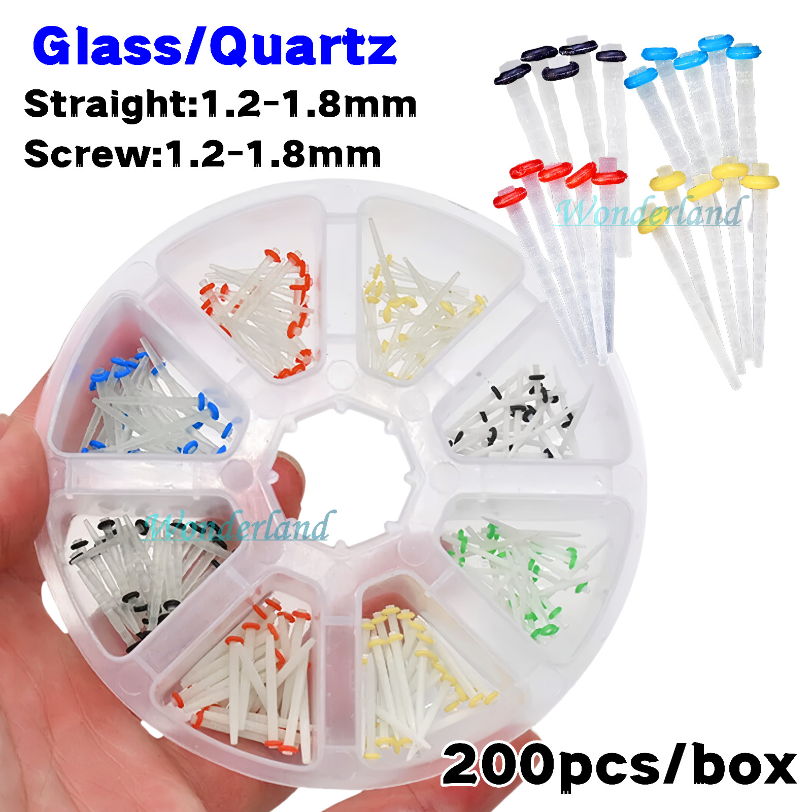 200pcs Dental Quartz Glass Fiber Post Root Canal Pins Straight/Screw Posts