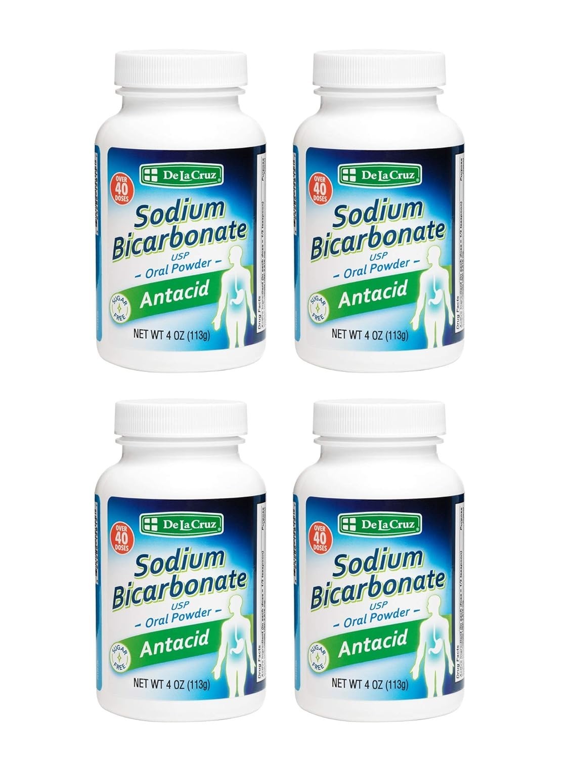 4-Pack Pure Sodium Bicarbonate – Fast-Acting Antacid Powder for Heartburn Relief