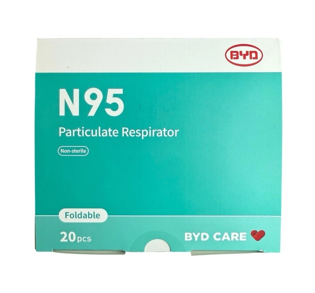2 Boxes BYD N95 Foldable Particulate Respirator Face Mask NIOSH 40 Count Total